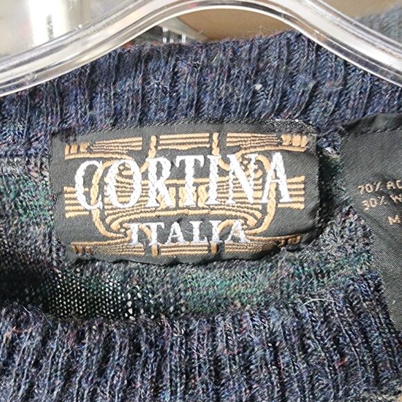 Vintage Cortina Italia Wool-Blend Checkered Sweater - Picture 3 of 4